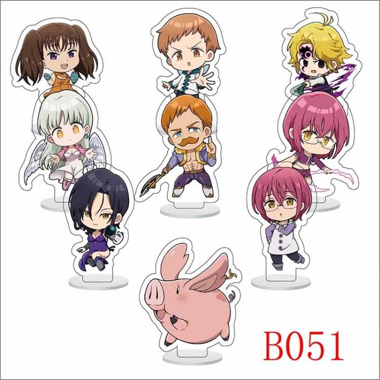 The Seven Deadly Sins Anime Character acrylic Small Standing Plates  Keychain 6cm a set of 9 B051