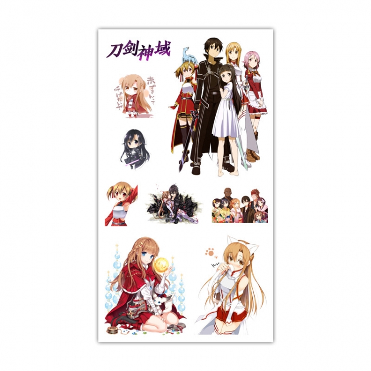 Sword Art Online Anime Mini Tattoo Stickers Personality Stickers 10.6X6.1CM 100 pieces from the batch