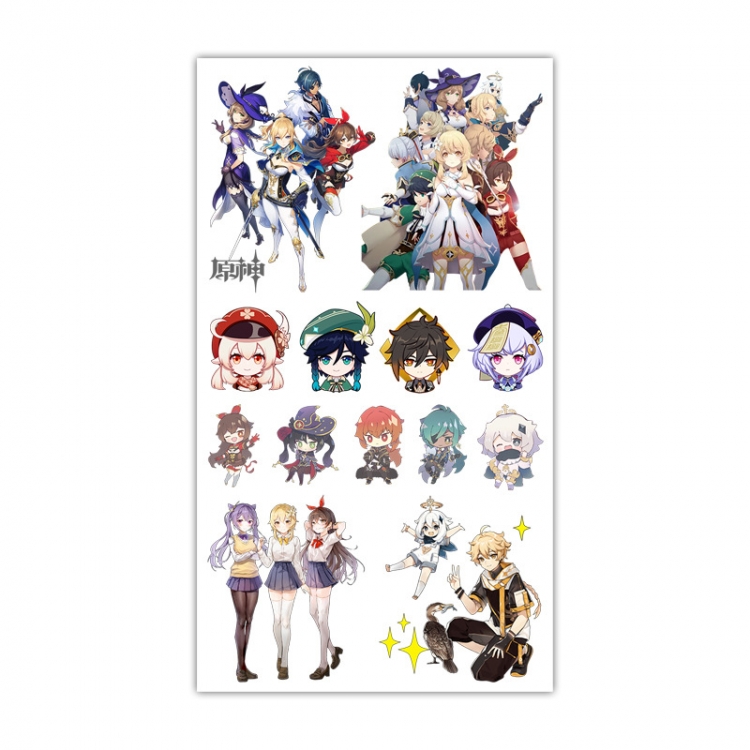 Genshin Impact Anime Mini Tattoo Stickers Personality Stickers 10.6X6.1CM 100 pieces from the batch style D