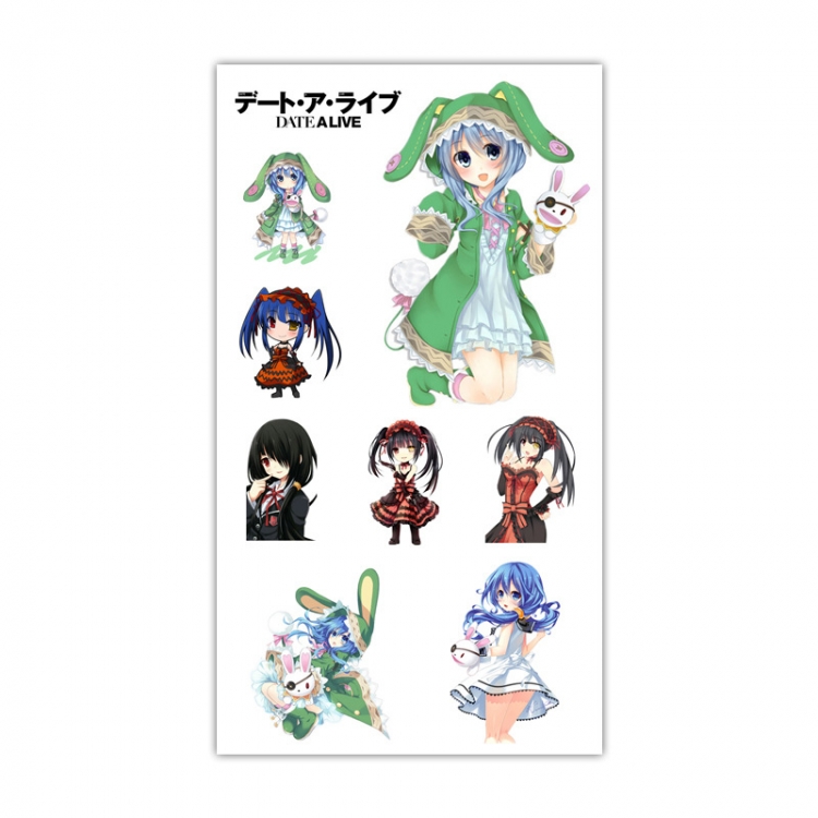 Date-A-Live  Anime Mini Tattoo Stickers Personality Stickers 10.6X6.1CM 100 pieces from the batch