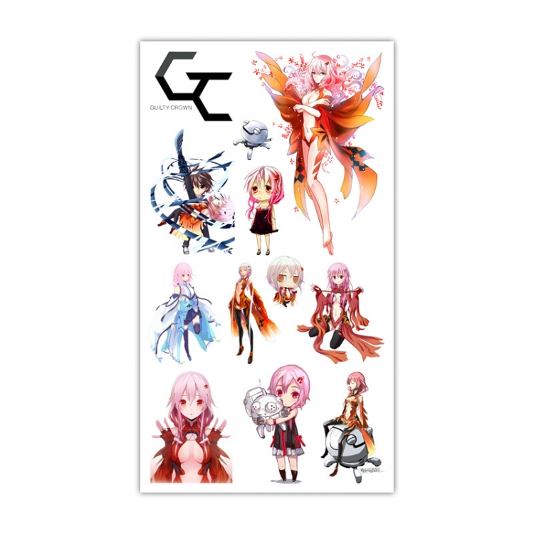 Guilty Crown  Anime Mini Tattoo Stickers Personality Stickers 10.6X6.1CM 100 pieces from the batch