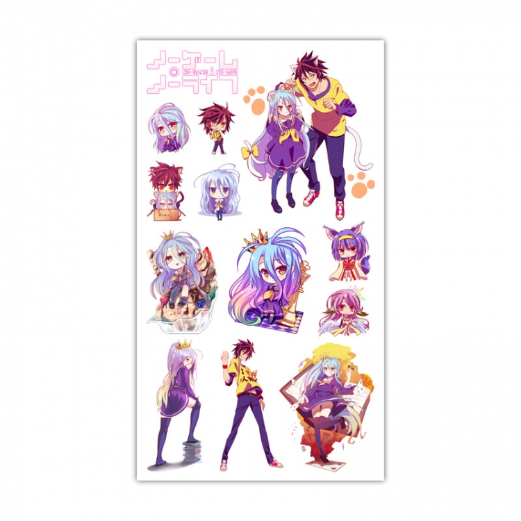 NO GAME NO LIFE Anime Mini Tattoo Stickers Personality Stickers 10.6X6.1CM 100 pieces from the batch