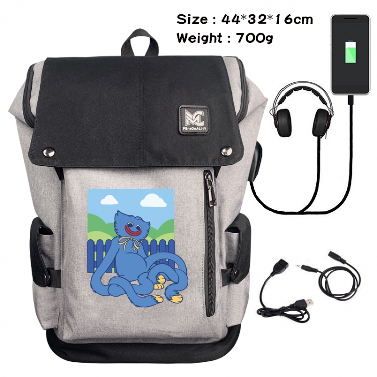 poppy playtime  Anime Anti-theft Canvas Bucket Backpack 44X32X16CM
