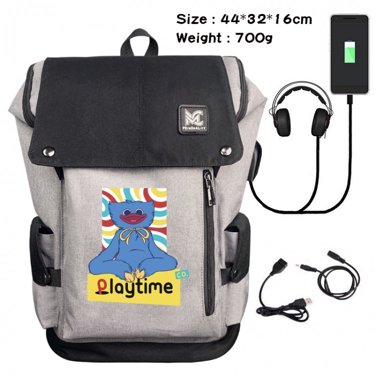 poppy playtime  Anime Anti-theft Canvas Bucket Backpack 44X32X16CM