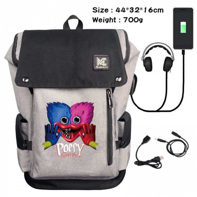 poppy playtime  Anime Anti-theft Canvas Bucket Backpack 44X32X16CM