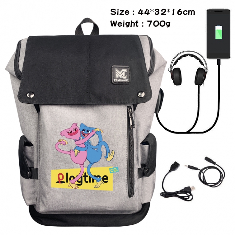 poppy playtime  Anime Anti-theft Canvas Bucket Backpack 44X32X16CM