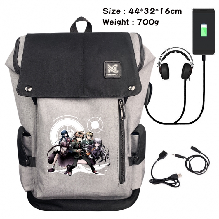 Dangan-Ronpa Anime Anti-theft Canvas Bucket Backpack School Bag 44X32X16CM