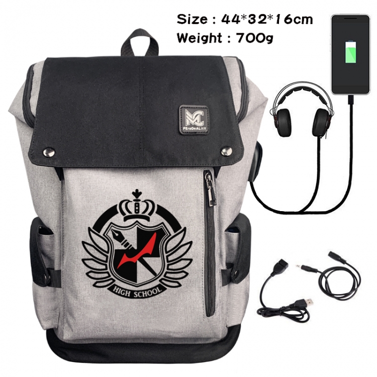 Dangan-Ronpa Anime Anti-theft Canvas Bucket Backpack School Bag 44X32X16CM