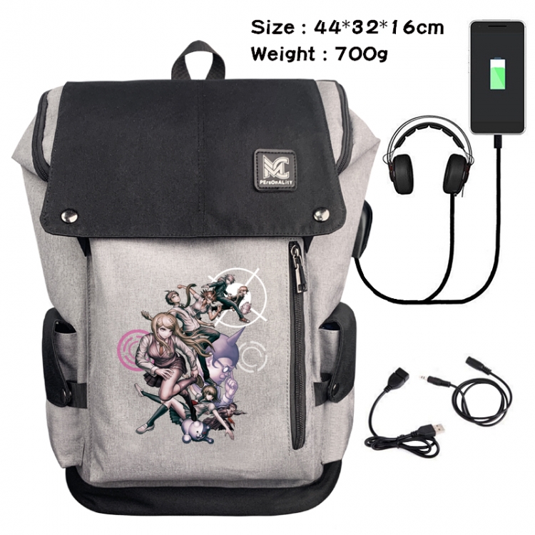 Dangan-Ronpa Anime Anti-theft Canvas Bucket Backpack School Bag 44X32X16CM