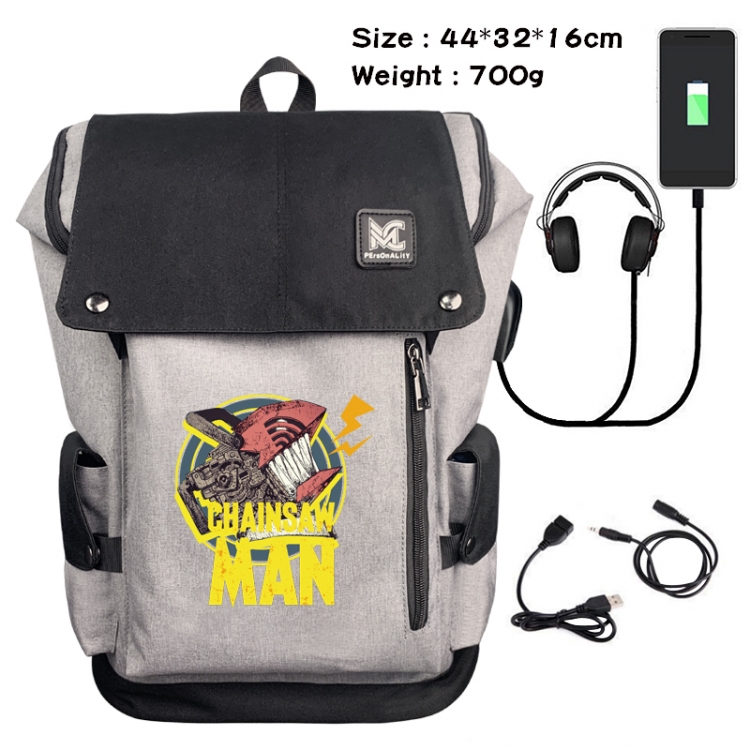 Chainsaw Man  Anime Anti-theft Canvas Bucket Backpack School Bag 44X32X16CM