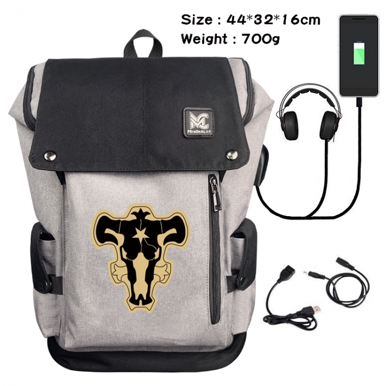 Black Clover Anime Anti-theft Canvas Bucket Backpack School Bag 44X32X16CM