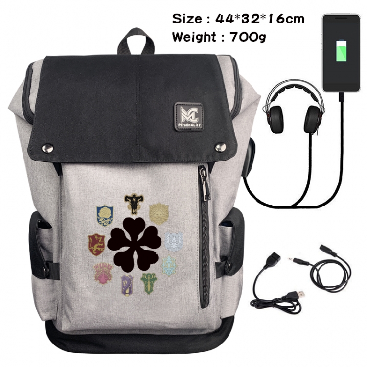 Black Clover Anime Anti-theft Canvas Bucket Backpack School Bag 44X32X16CM