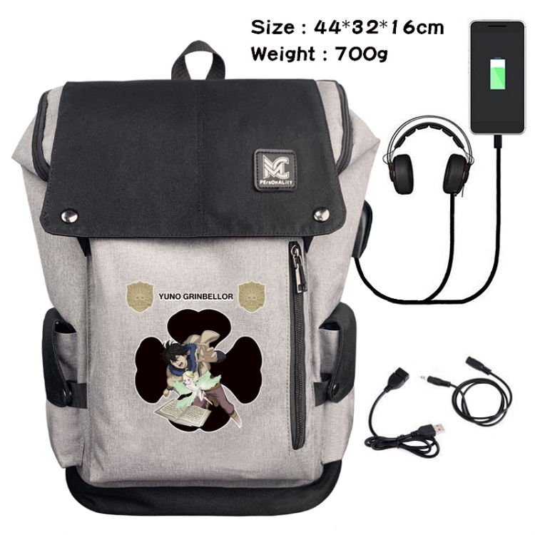 Black Clover Anime Anti-theft Canvas Bucket Backpack School Bag 44X32X16CM