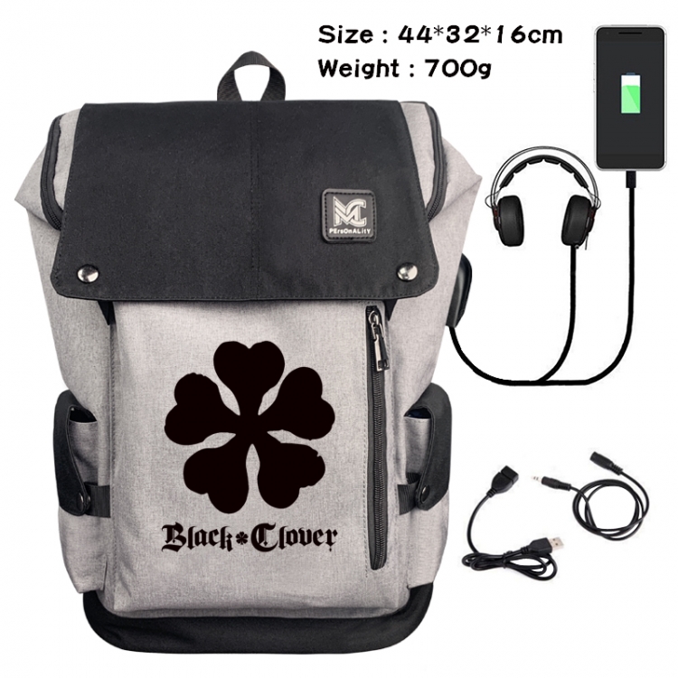 Black Clover Anime Anti-theft Canvas Bucket Backpack School Bag 44X32X16CM