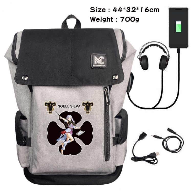 Black Clover Anime Anti-theft Canvas Bucket Backpack School Bag 44X32X16CM