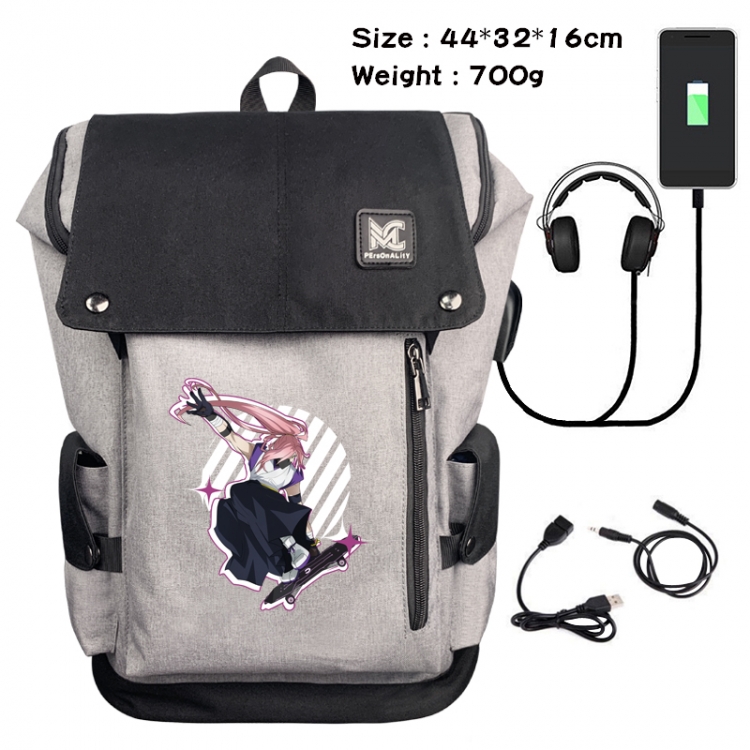 SK∞ Anime Anti-theft Canvas Bucket Backpack School Bag 44X32X16CM