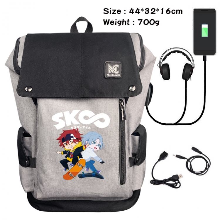 SK∞ Anime Anti-theft Canvas Bucket Backpack School Bag 44X32X16CM