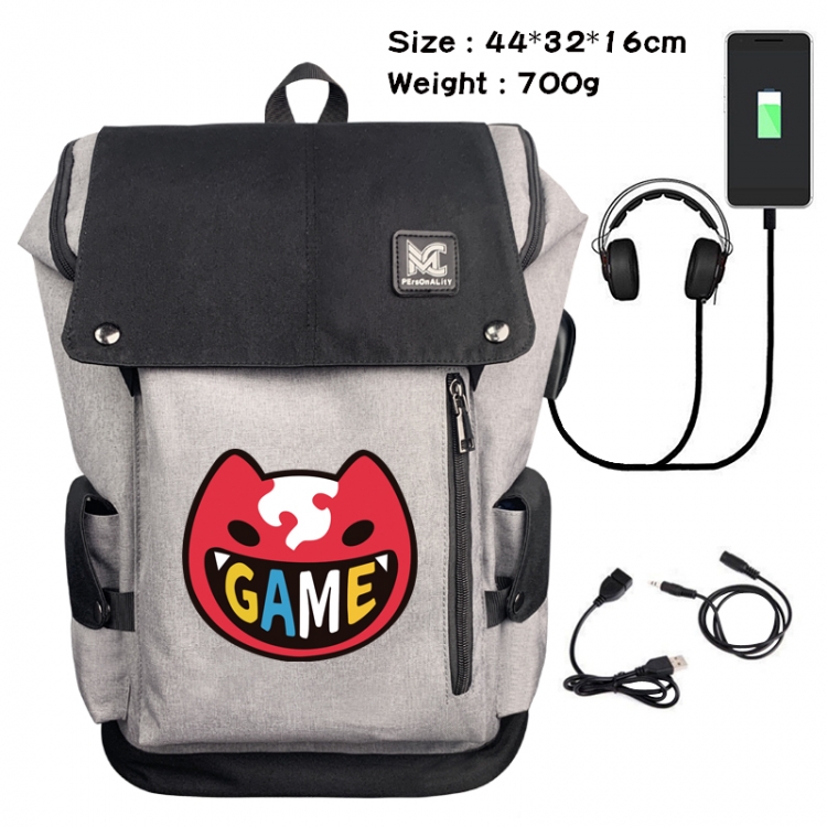 SK∞ Anime Anti-theft Canvas Bucket Backpack School Bag 44X32X16CM