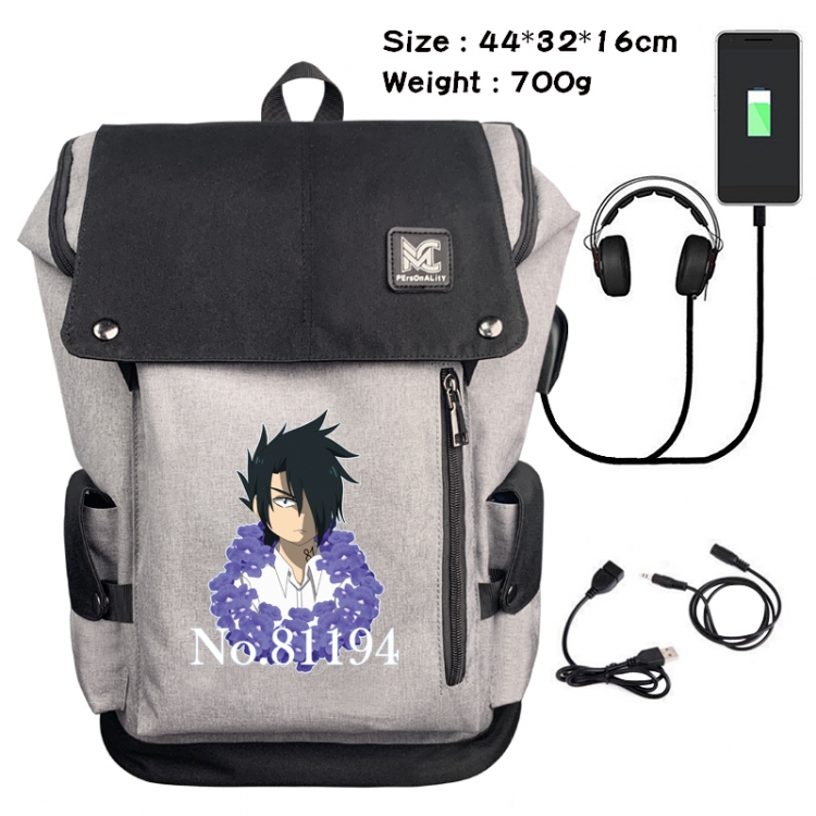 The Promised Neverla Anime Anti-theft Canvas Bucket Backpack School Bag 44X32X16CM