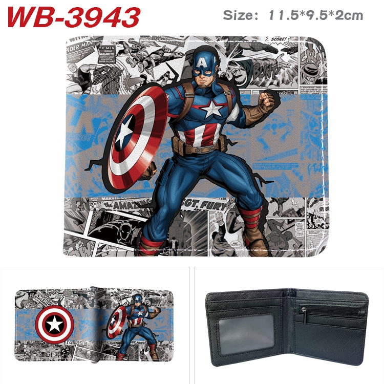 Super hero Anime color book two-fold leather wallet 11.5X9.5X2CM  WB-3943A