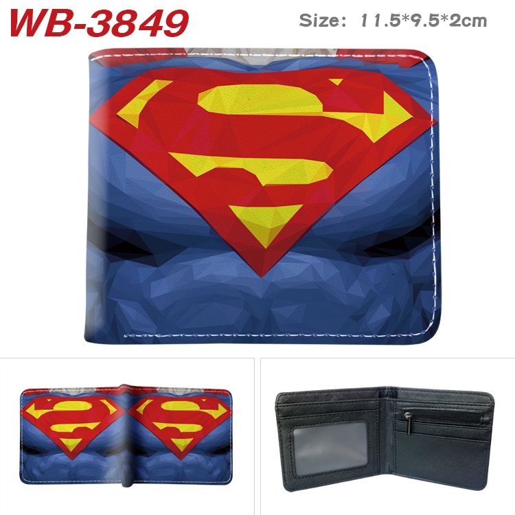 Super hero Anime color book two-fold leather wallet 11.5X9.5X2CM WB-3849A