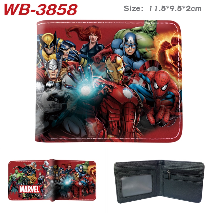Super hero Anime color book two-fold leather wallet 11.5X9.5X2CM  WB-3858A