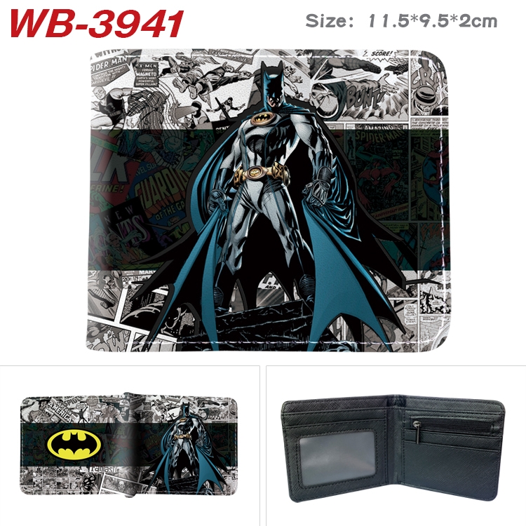 Super hero Anime color book two-fold leather wallet 11.5X9.5X2CM WB-3941A