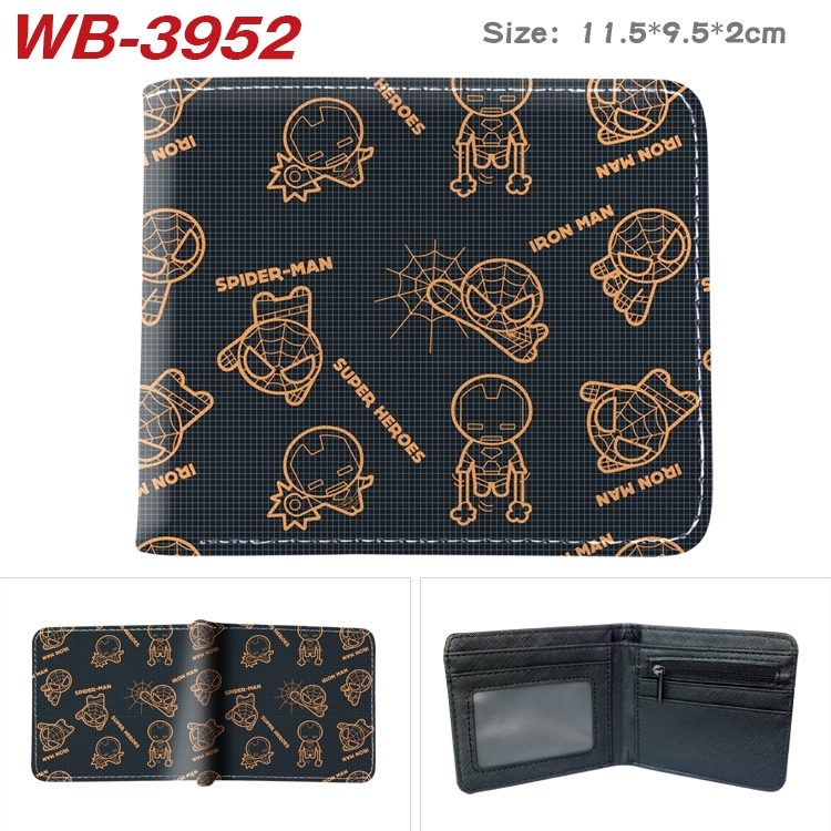 Super hero Anime color book two-fold leather wallet 11.5X9.5X2CM WB-3952A