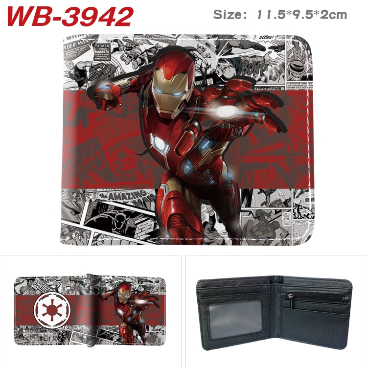 Super hero Anime color book two-fold leather wallet 11.5X9.5X2CM WB-3942A