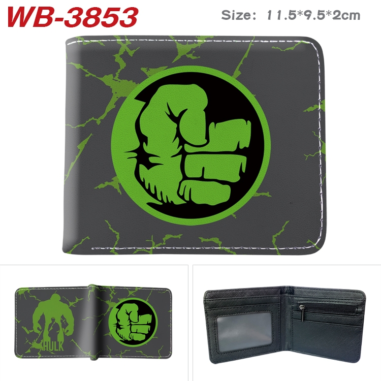 Super hero Anime color book two-fold leather wallet 11.5X9.5X2CM WB-3853A