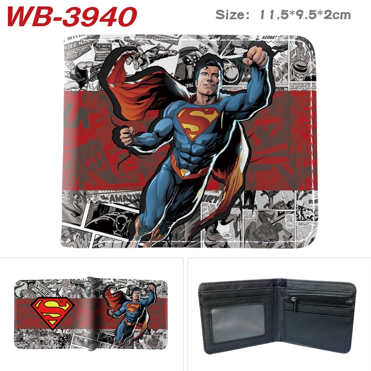 Super hero Anime color book two-fold leather wallet 11.5X9.5X2CM WB-3940A