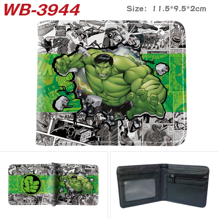 Super hero Anime color book two-fold leather wallet 11.5X9.5X2CM WB-3944A