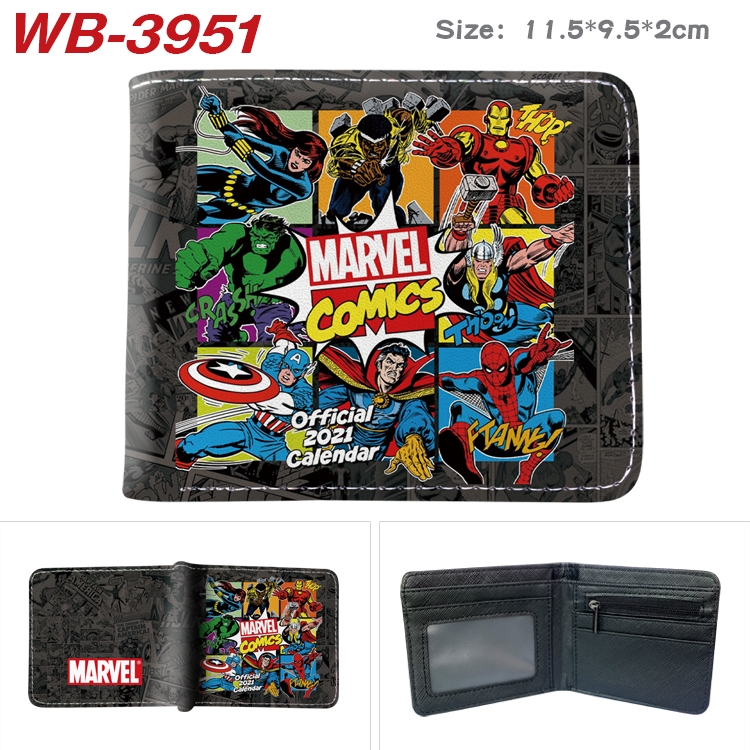 Super hero Anime color book two-fold leather wallet 11.5X9.5X2CM WB-3951A