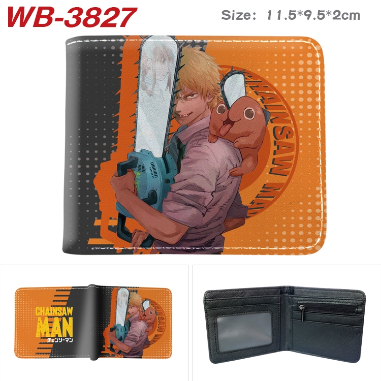 chainsaw man Anime color book two-fold leather wallet 11.5X9.5X2CM  WB-3827A