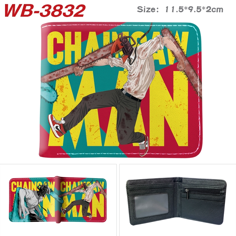 chainsaw man Anime color book two-fold leather wallet 11.5X9.5X2CM WB-3832A