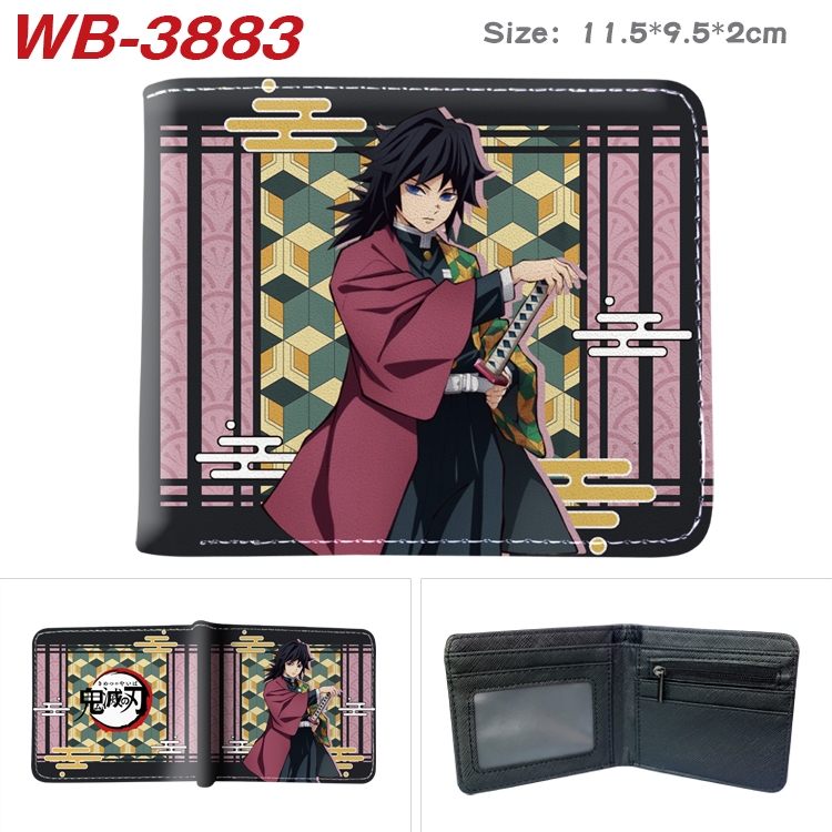 Demon Slayer Kimets Anime color book two-fold leather wallet 11.5X9.5X2CM  WB-3883A