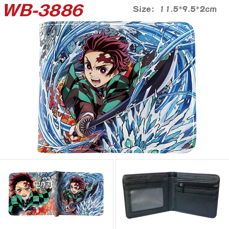 Demon Slayer Kimets Anime color book two-fold leather wallet 11.5X9.5X2CM  WB-3886A