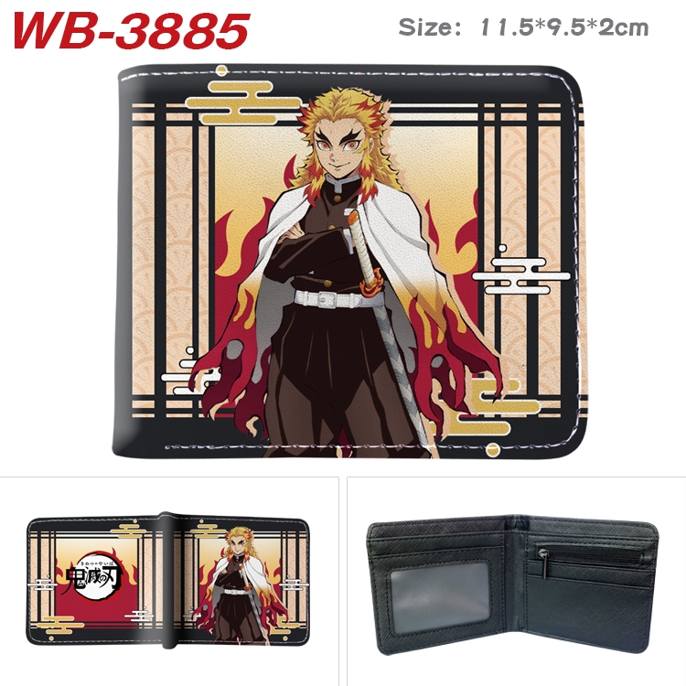 Demon Slayer Kimets Anime color book two-fold leather wallet 11.5X9.5X2CM WB-3885A