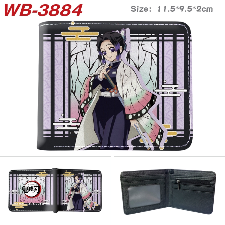 Demon Slayer Kimets Anime color book two-fold leather wallet 11.5X9.5X2CM  WB-3884A