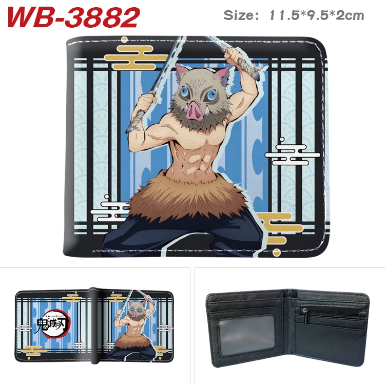 Demon Slayer Kimets Anime color book two-fold leather wallet 11.5X9.5X2CM WB-3882A