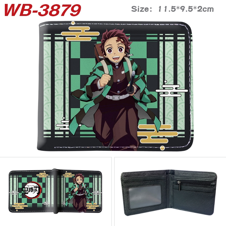 Demon Slayer Kimets Anime color book two-fold leather wallet 11.5X9.5X2CM WB-3879A