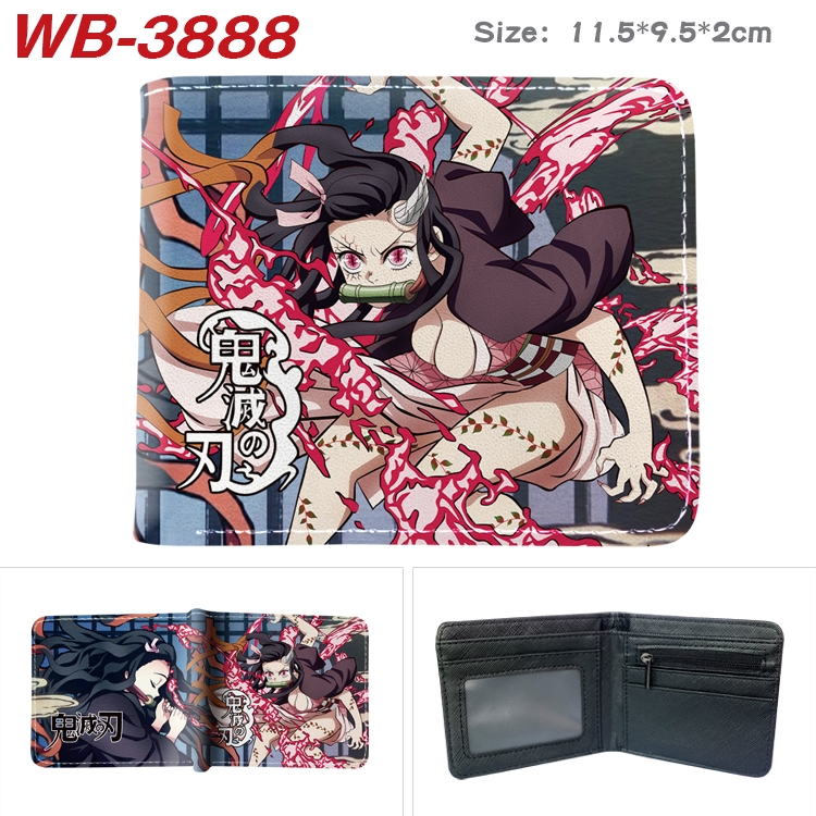 Demon Slayer Kimets Anime color book two-fold leather wallet 11.5X9.5X2CM WB-3888A