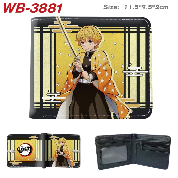 Demon Slayer Kimets Anime color book two-fold leather wallet 11.5X9.5X2CM WB-3881A