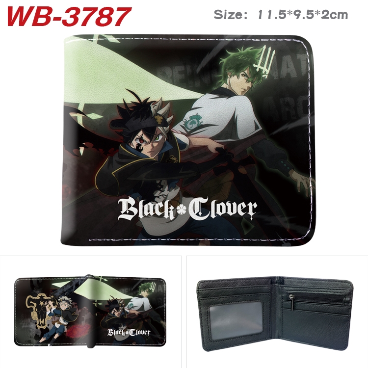 Black Clover Anime color book two-fold leather wallet 11.5X9.5X2CM  WB-3787A