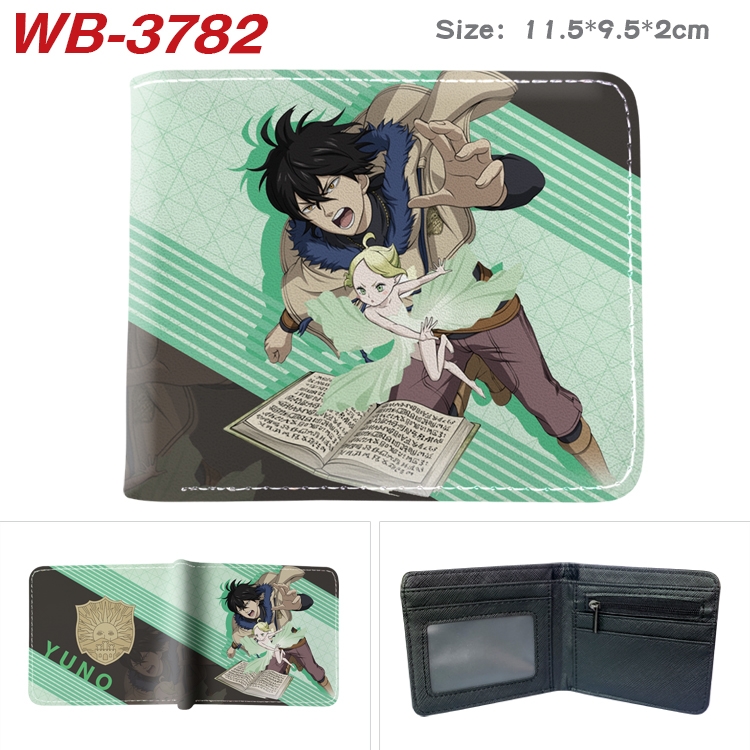 Black Clover Anime color book two-fold leather wallet 11.5X9.5X2CM  WB-3782A