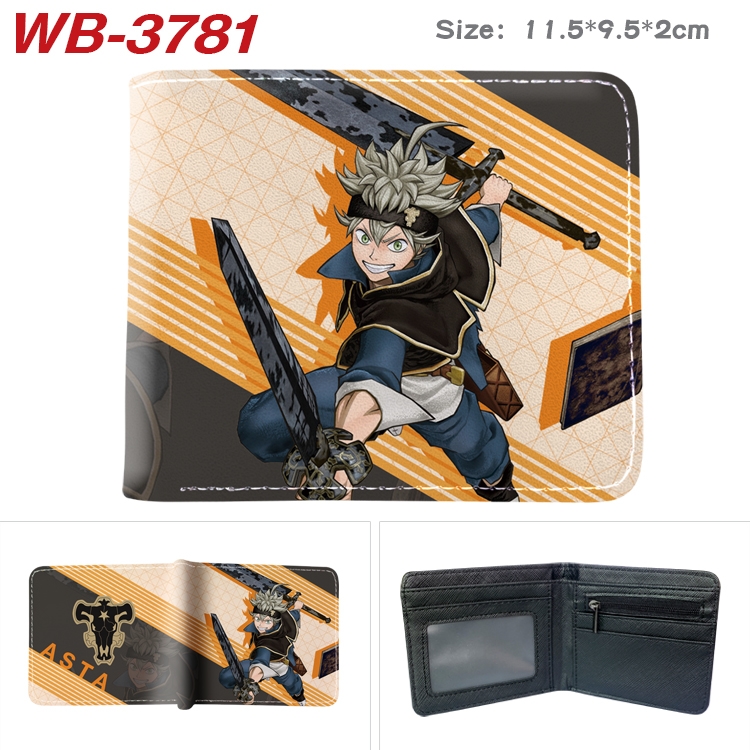 Black Clover Anime color book two-fold leather wallet 11.5X9.5X2CM WB-3781A