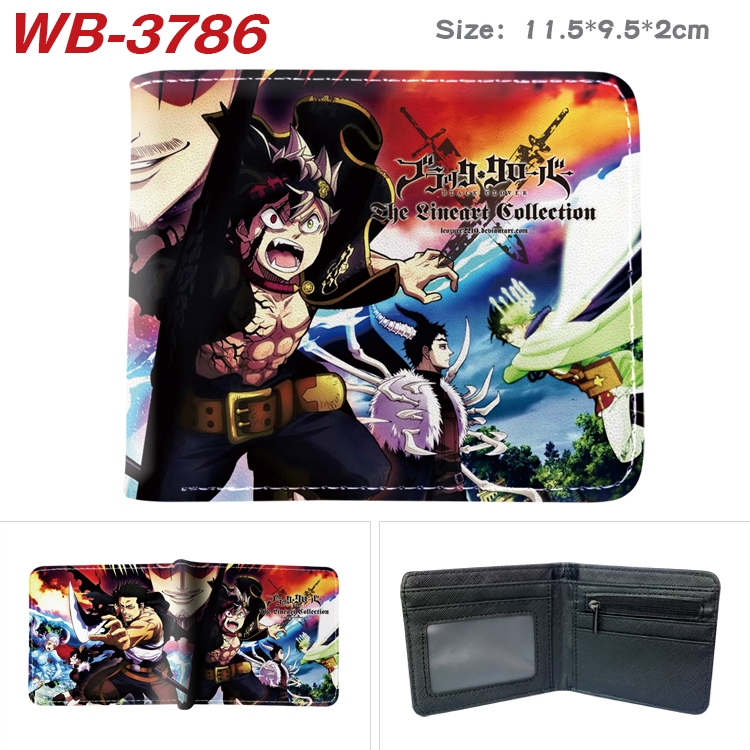 Black Clover Anime color book two-fold leather wallet 11.5X9.5X2CM  WB-3786A