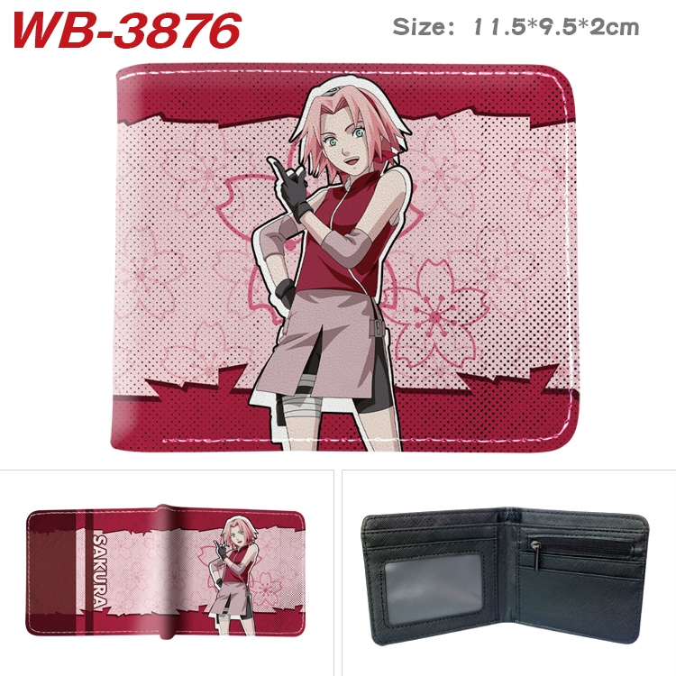 Naruto Anime color book two-fold leather wallet 11.5X9.5X2CM WB-3876A