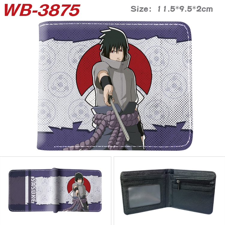 Naruto Anime color book two-fold leather wallet 11.5X9.5X2CM WB-3875A