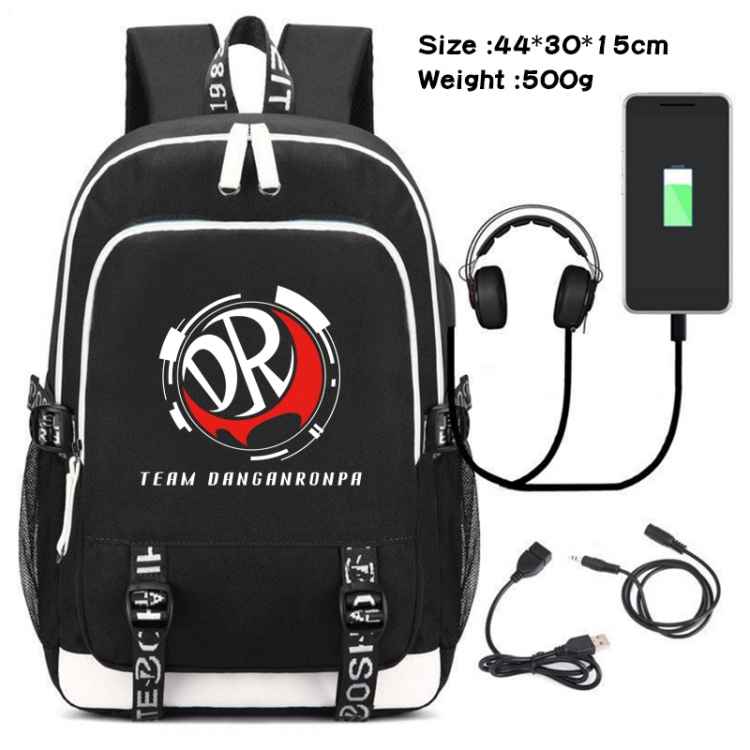 Dangan-Ronpa Anime Double Zipper Data Backpack School Bag 44X30X15CM